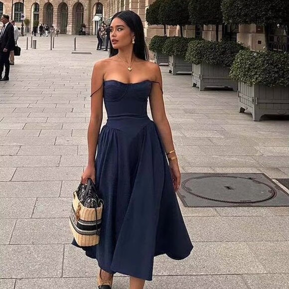 House of CB Samaria French Navy Corset Sundress - Picture 3 of 8